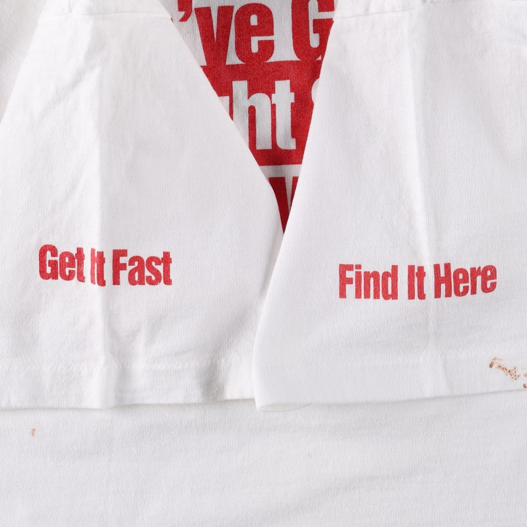 90s-00'S Fruit of the Loom advertising T-shirt, men's size XL (approx.) cotton white type Vintage Second Hand