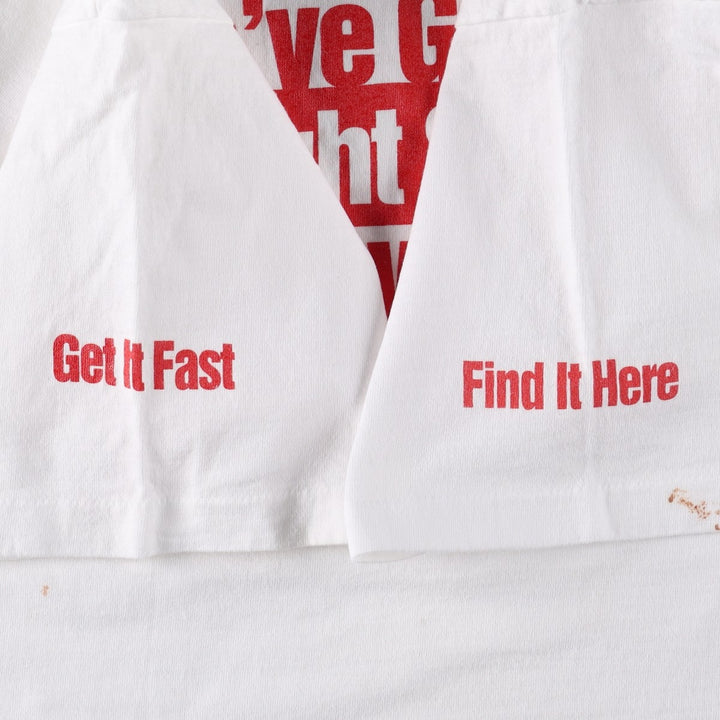 90s-00'S Fruit of the Loom advertising T-shirt, men's size XL (approx.) cotton white type Vintage Second Hand