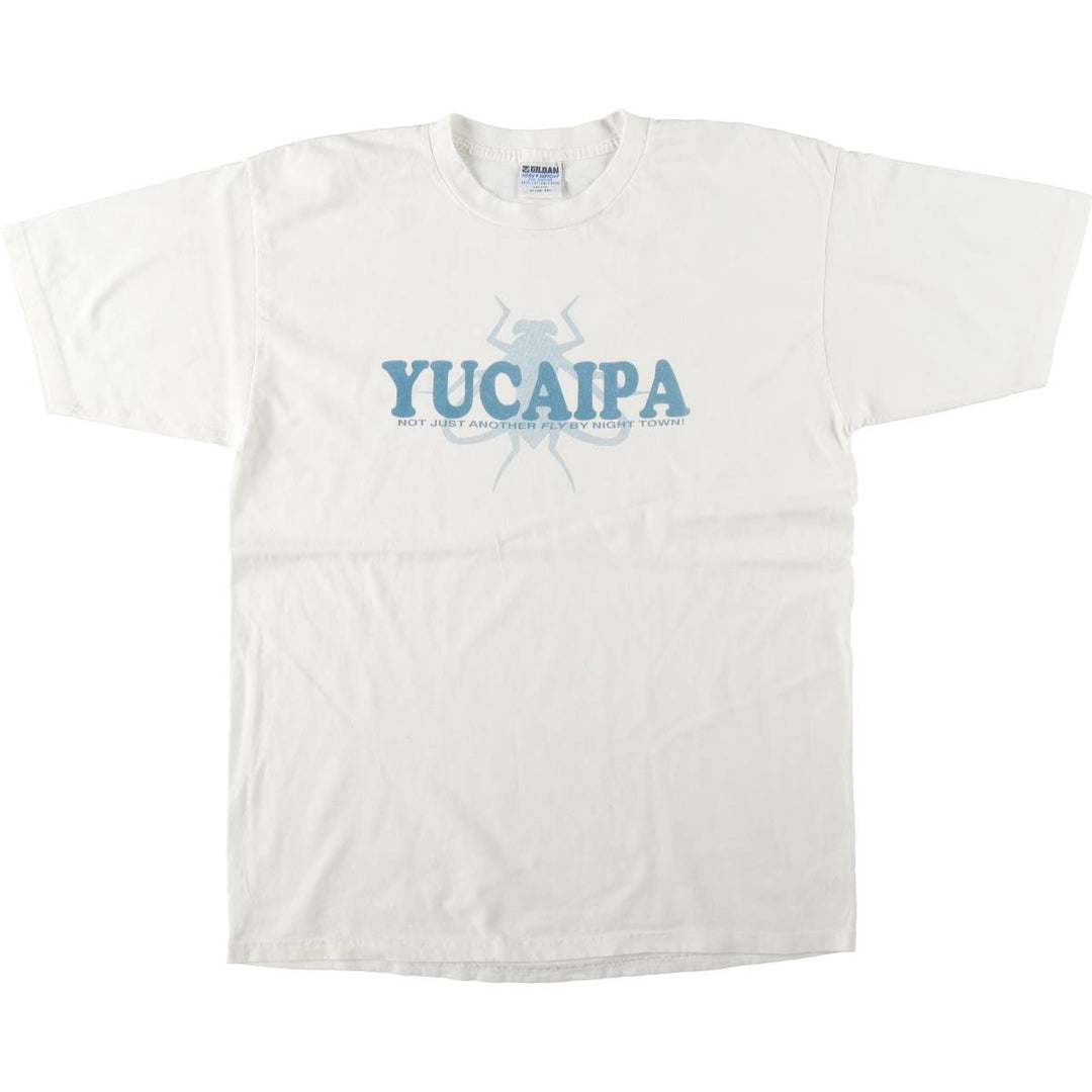 90'S Gildan Heavy Weight Print T-Shirt, Made in USA, Men's XL equivalent, Vintage cotton white type Vintage Second Hand