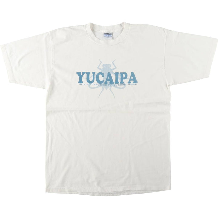 90'S Gildan Heavy Weight Print T-Shirt, Made in USA, Men's XL equivalent, Vintage cotton white type Vintage Second Hand