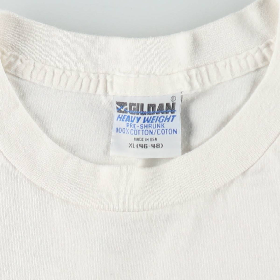90'S Gildan Heavy Weight Print T-Shirt, Made in USA, Men's XL equivalent, Vintage cotton white type Vintage Second Hand