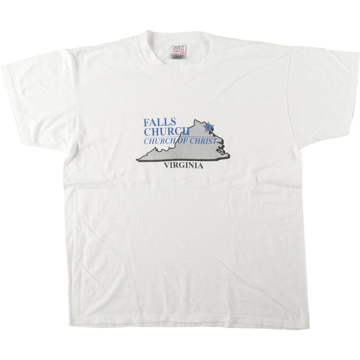 90'S ONEITA POWER 50 Plus Print T-Shirt, Men's XL equivalent, Vintage cotton white type Vintage Second Hand