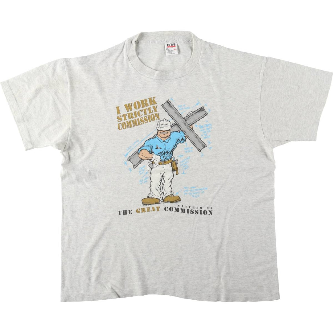 90'S Anvil JESUS CHRIST Print T-Shirt, Made in USA, Men's XL (approx.), Vintage cotton gray type Vintage Second Hand