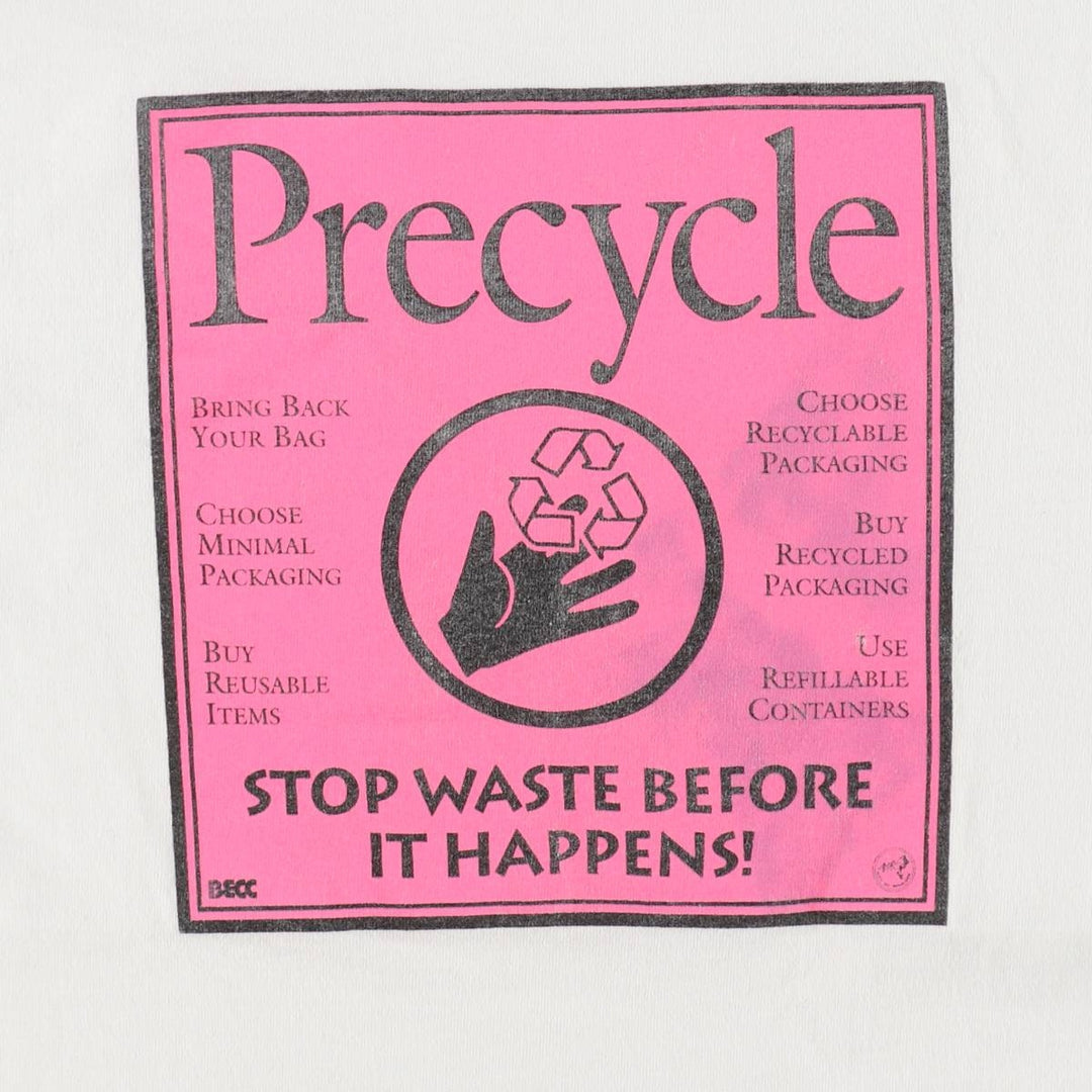 90'S Anvil Precycle Message Print T-Shirt, Made in USA, Men's Size L (Equivalent), Vintage cotton white type Vintage Second Hand