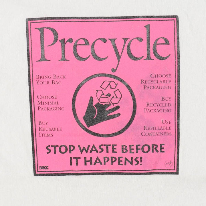 90'S Anvil Precycle Message Print T-Shirt, Made in USA, Men's Size L (Equivalent), Vintage cotton white type Vintage Second Hand