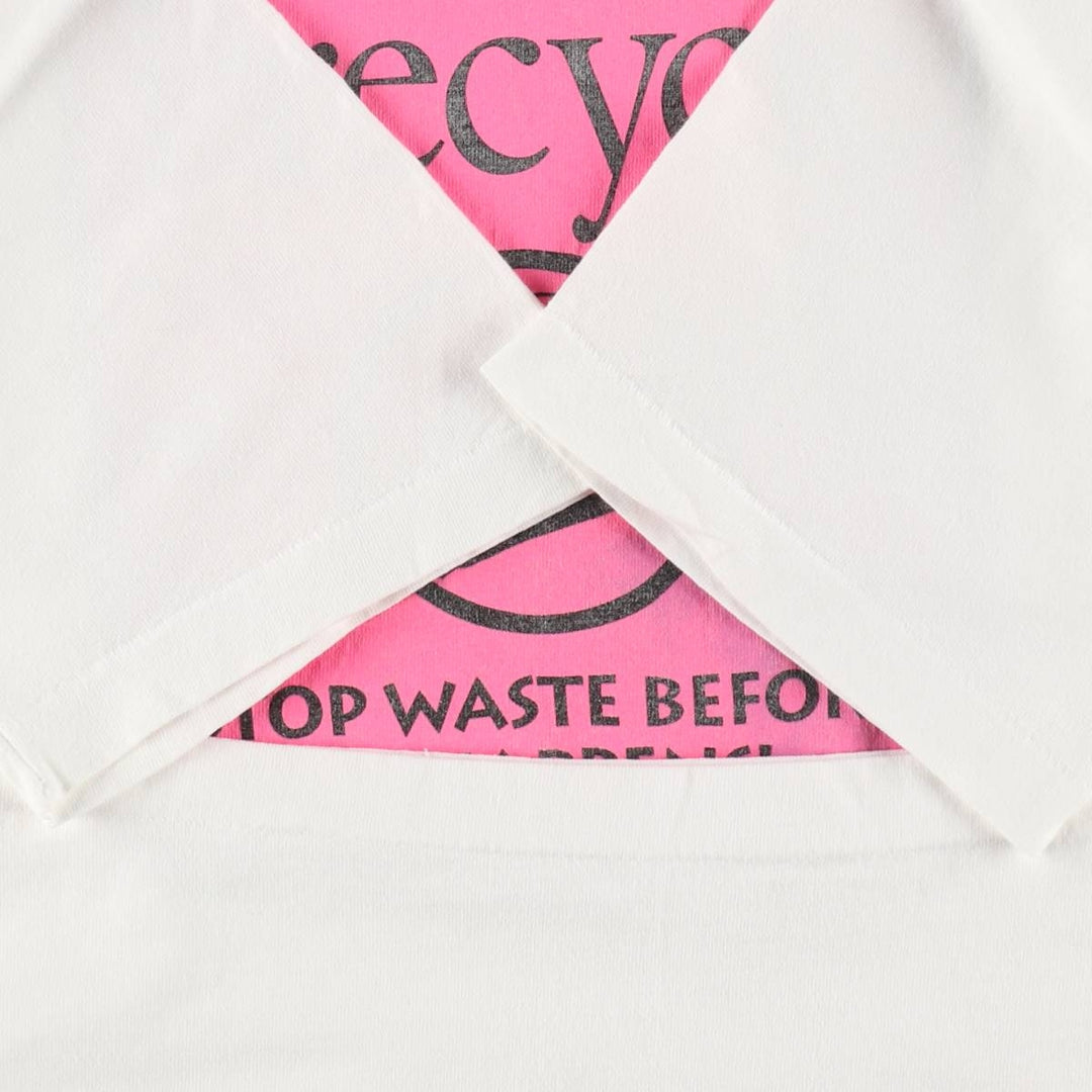 90'S Anvil Precycle Message Print T-Shirt, Made in USA, Men's Size L (Equivalent), Vintage cotton white type Vintage Second Hand