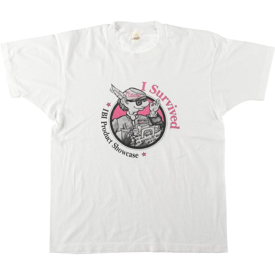 Vintage 80s-90'S Screen Stars printed T-shirt, Made in USA, Men's Size L cotton white type Vintage Second Hand