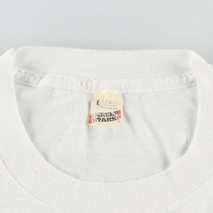 Vintage 80s-90'S Screen Stars printed T-shirt, Made in USA, Men's Size L cotton white type Vintage Second Hand