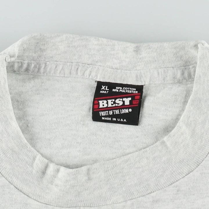 90'S Fruit of the Loom Best Printed T-shirt, Made in USA, Men's XL, Vintage cotton gray type Vintage Second Hand