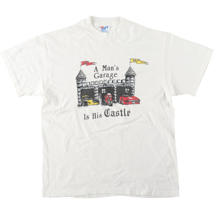 90'S Hanes BEEFY-T Printed T-shirt, Made in USA, Men's L size, Vintage cotton white type Vintage Second Hand