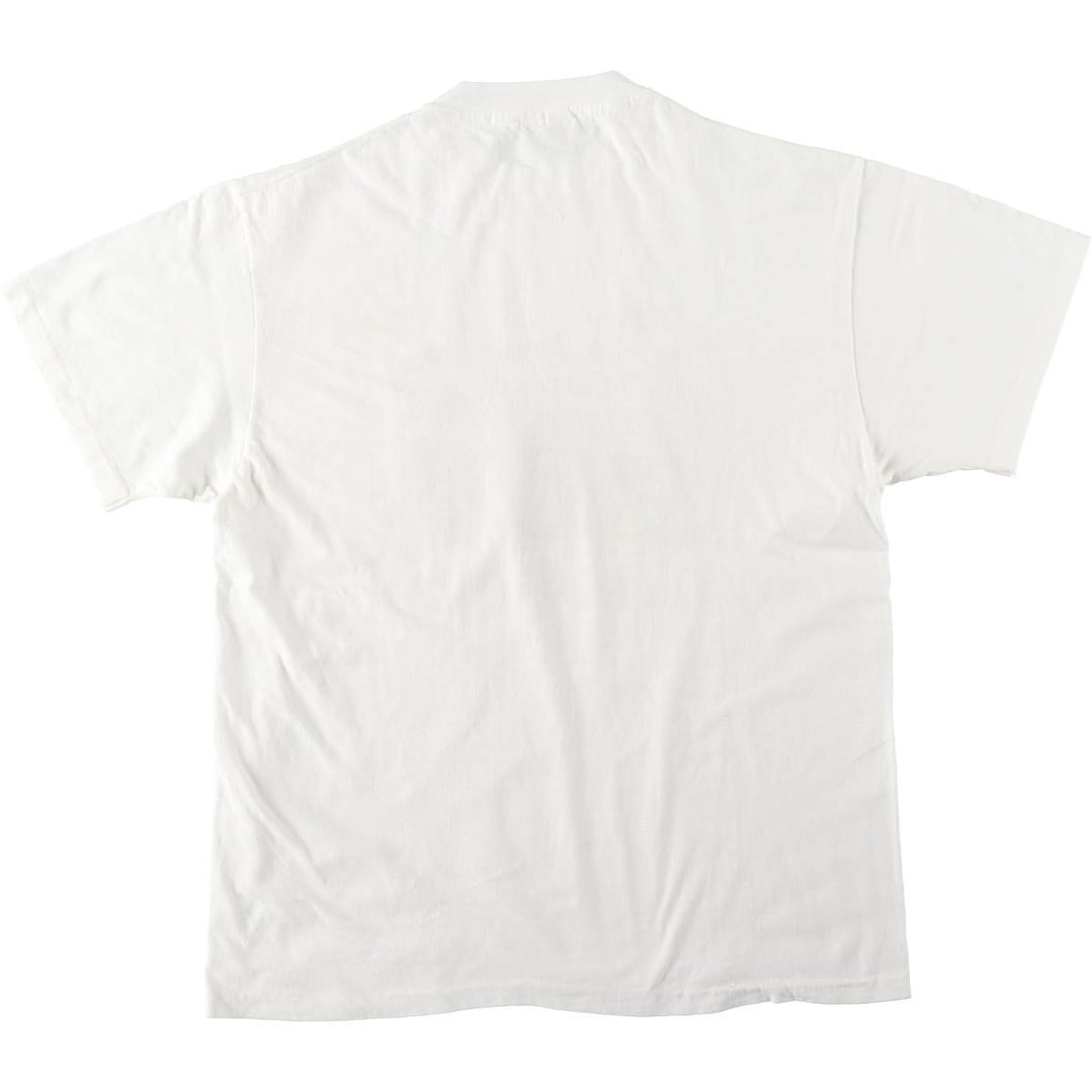 90'S Hanes BEEFY-T Printed T-shirt, Made in USA, Men's L size, Vintage cotton white type Vintage Second Hand