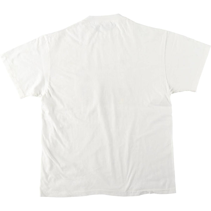 90'S Hanes BEEFY-T Printed T-shirt, Made in USA, Men's L size, Vintage cotton white type Vintage Second Hand