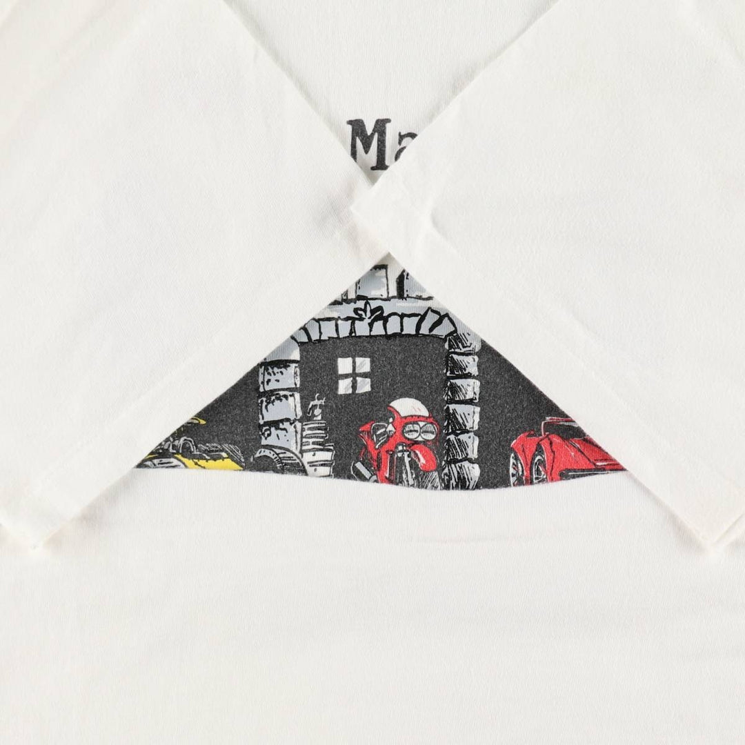 90'S Hanes BEEFY-T Printed T-shirt, Made in USA, Men's L size, Vintage cotton white type Vintage Second Hand