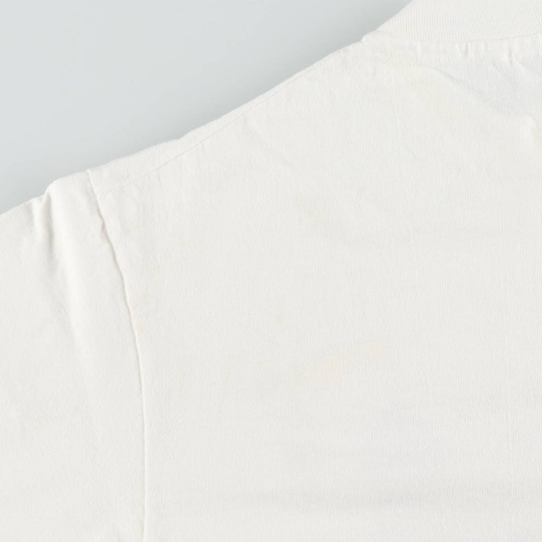 90'S Hanes BEEFY-T Printed T-shirt, Made in USA, Men's L size, Vintage cotton white type Vintage Second Hand