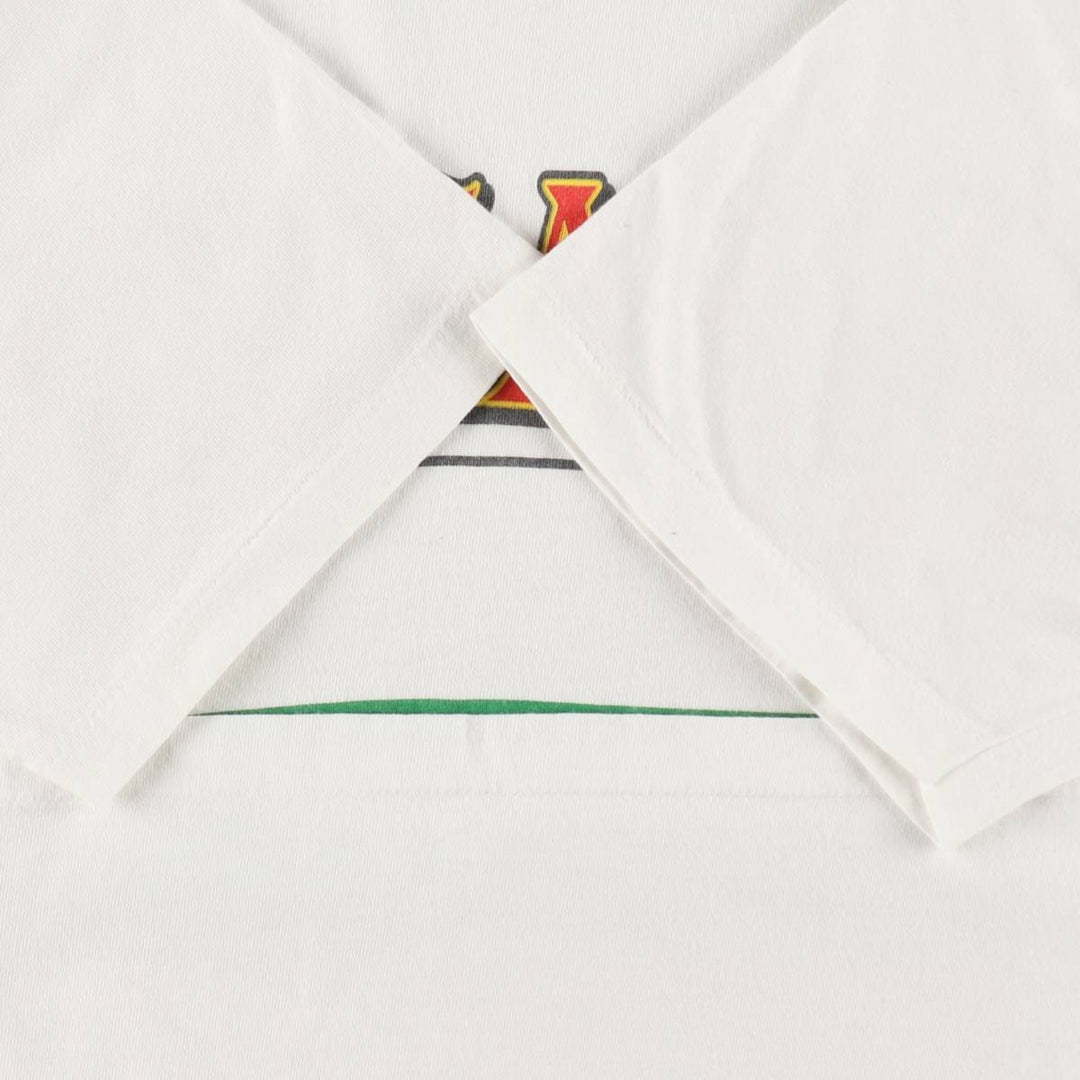90'S LE PAYS BULGARIA Bulgaria Flag Pattern Print T-Shirt, Made in USA, Men's Size L (Equivalent), Vintage cotton white type Vintage Second Hand