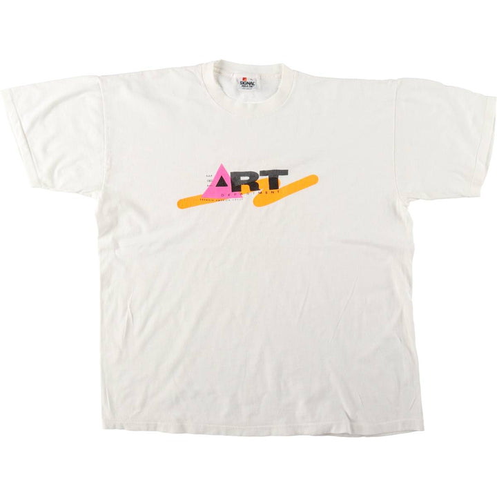 Vintage 90'S SIGNAL MEGA-TEE Printed T-Shirt, Made in USA, Men's XL cotton white type Vintage Second Hand
