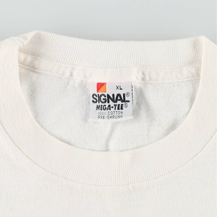Vintage 90'S SIGNAL MEGA-TEE Printed T-Shirt, Made in USA, Men's XL cotton white type Vintage Second Hand