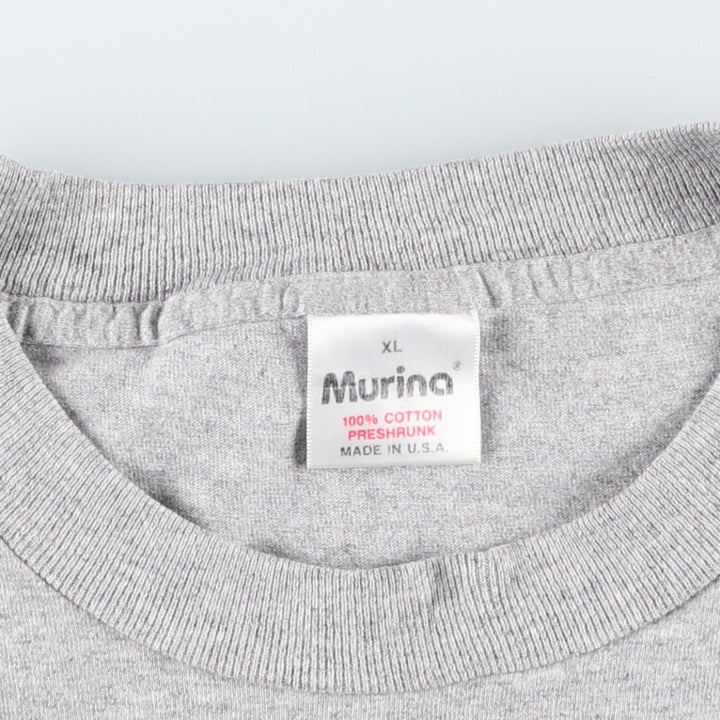 90'S MURINA Print T-Shirt, Made in USA, Men's XL equivalent, Vintage cotton gray type Vintage Second Hand