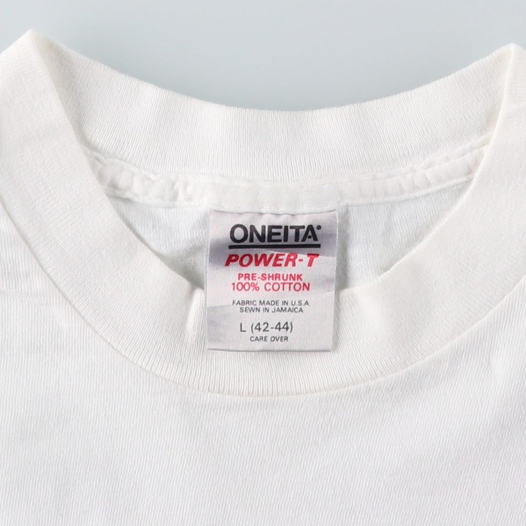 90'S ONEITA POWER-T SPCA (Ann Arundel County Society for the Prevention of Cruelty to Animals) Print T-Shirt, Men's Size L (approx.), Vintage cotton white type Vintage Second Hand