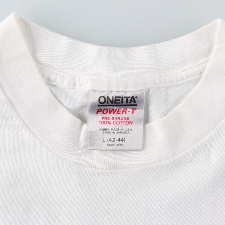 90'S ONEITA POWER-T SPCA (Ann Arundel County Society for the Prevention of Cruelty to Animals) Print T-Shirt, Men's Size L (approx.), Vintage cotton white type Vintage Second Hand