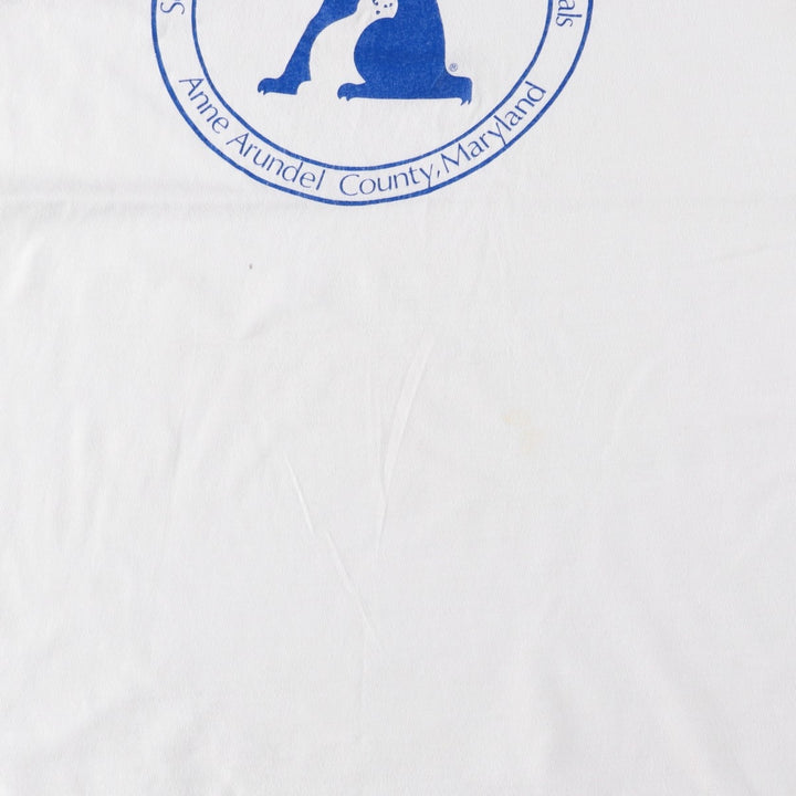 90'S ONEITA POWER-T SPCA (Ann Arundel County Society for the Prevention of Cruelty to Animals) Print T-Shirt, Men's Size L (approx.), Vintage cotton white type Vintage Second Hand