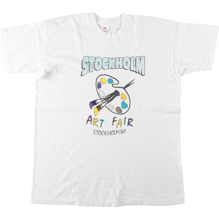 90'S Fruit of the Loom printed T-shirt, made in the USA, men's XL size, vintage cotton white type Vintage Second Hand