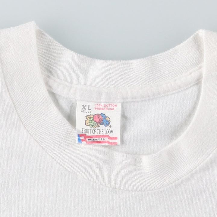 90'S Fruit of the Loom printed T-shirt, made in the USA, men's XL size, vintage cotton white type Vintage Second Hand