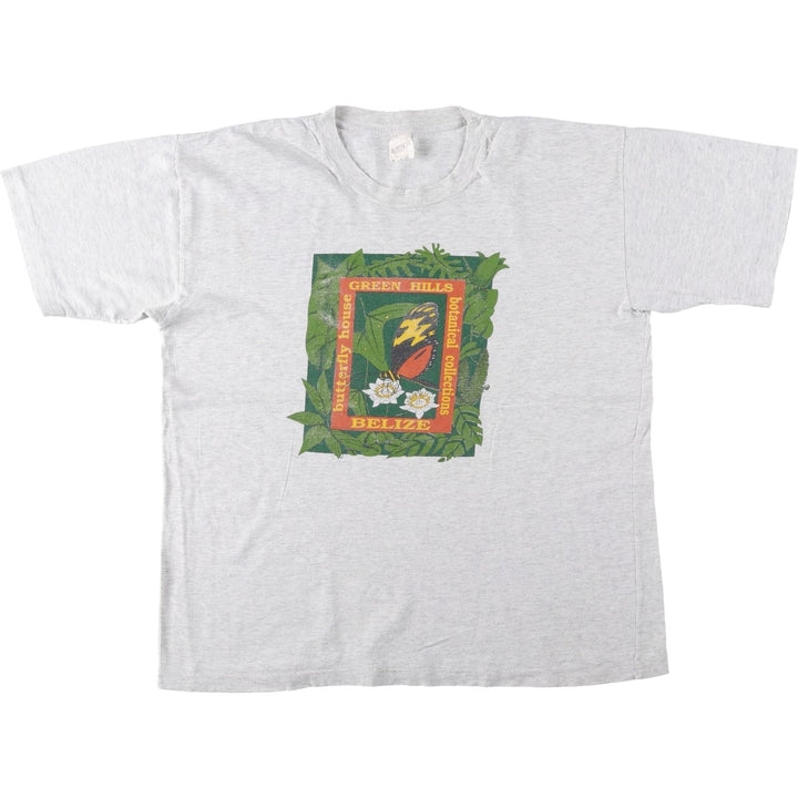 90'S ADVANCE TEES butterfly print t-shirt, men's size XL equivalent, vintage. unclear gray type Vintage Second Hand