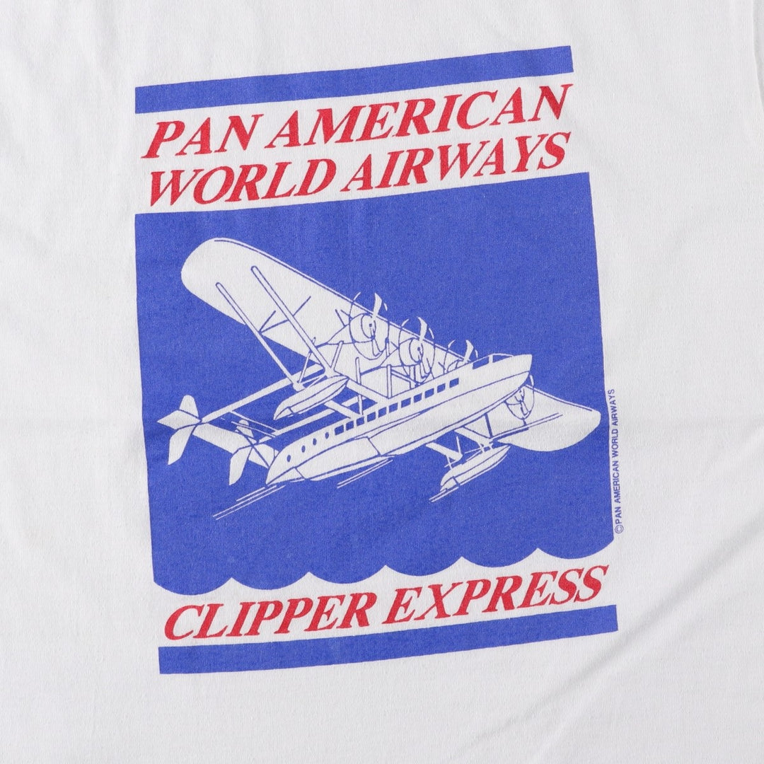 80s-90'S Screen Stars BEST Pan American World Airways Advertising T-Shirt, Made in USA, Men's Size M (approx.) cotton white type Vintage Second Hand