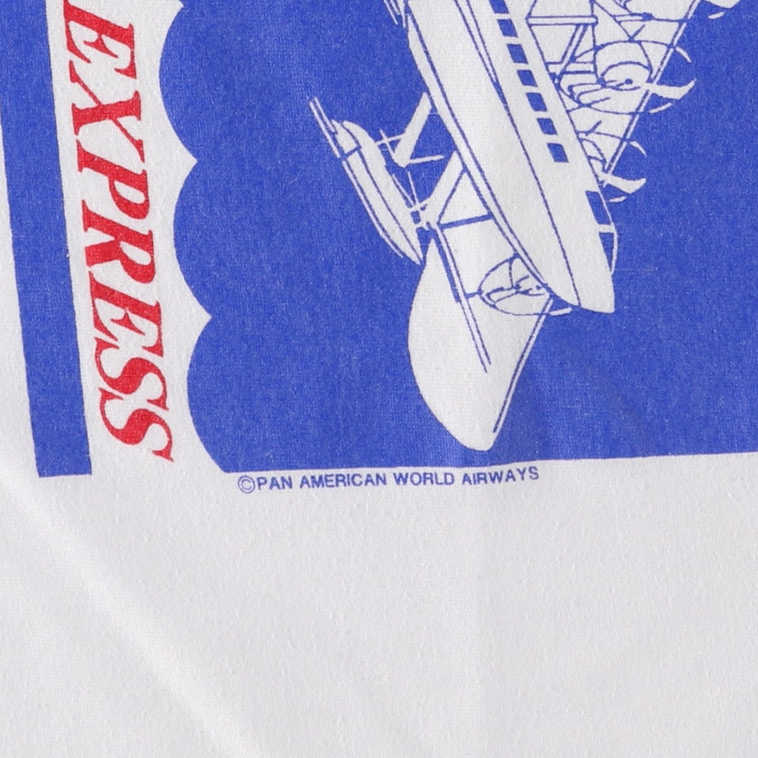 80s-90'S Screen Stars BEST Pan American World Airways Advertising T-Shirt, Made in USA, Men's Size M (approx.) cotton white type Vintage Second Hand