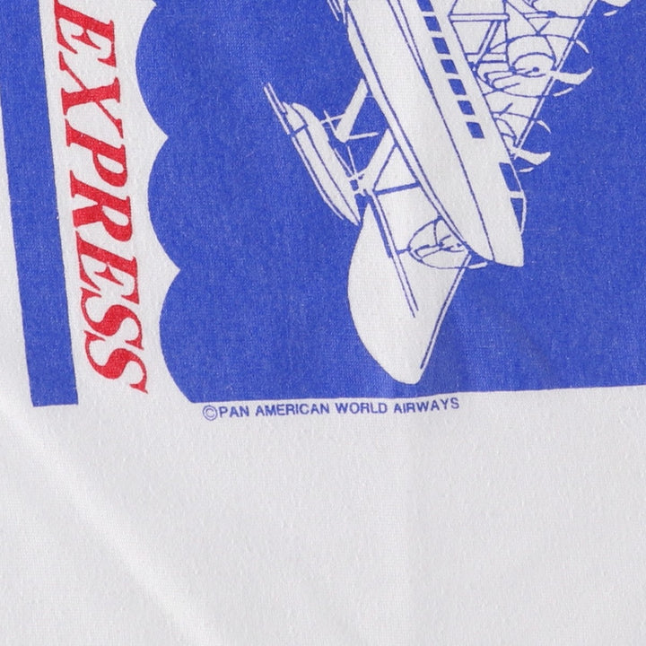 80s-90'S Screen Stars BEST Pan American World Airways Advertising T-Shirt, Made in USA, Men's Size M (approx.) cotton white type Vintage Second Hand