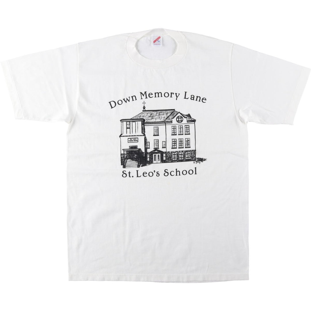 80s-90'S Jerzees College T-Shirt, Made in USA, Men's XL equivalent, Vintage cotton white type Vintage Second Hand