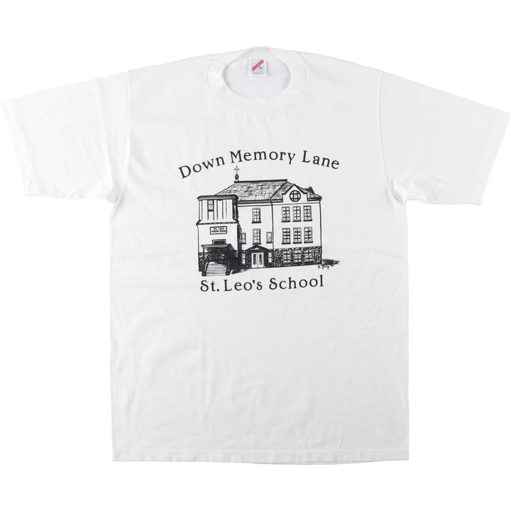 80s-90'S Jerzees College T-Shirt, Made in USA, Men's XL equivalent, Vintage cotton white type Vintage Second Hand