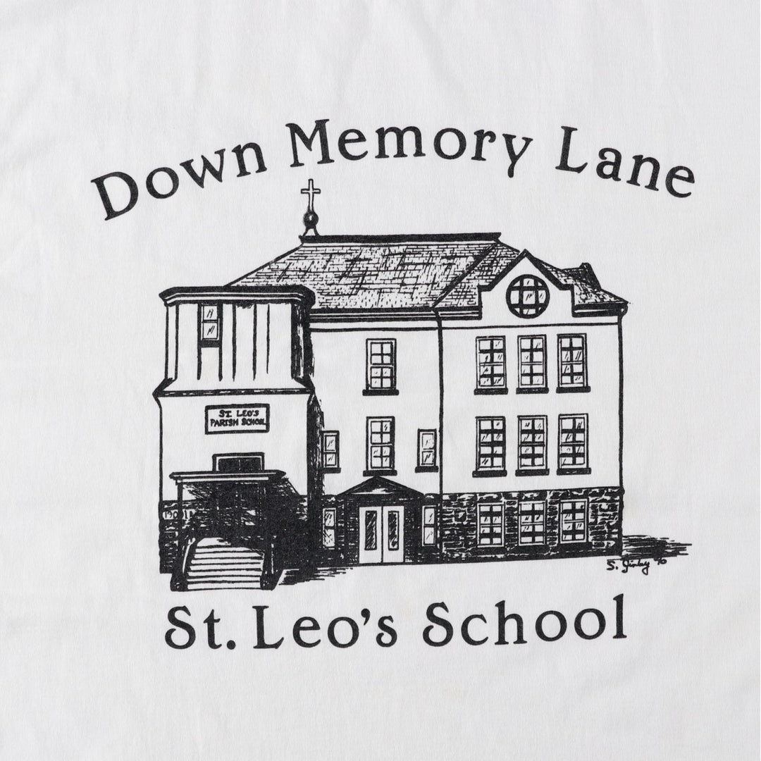 80s-90'S Jerzees College T-Shirt, Made in USA, Men's XL equivalent, Vintage cotton white type Vintage Second Hand