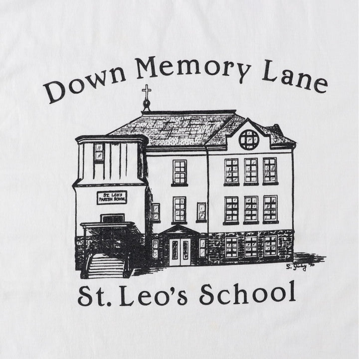 80s-90'S Jerzees College T-Shirt, Made in USA, Men's XL equivalent, Vintage cotton white type Vintage Second Hand