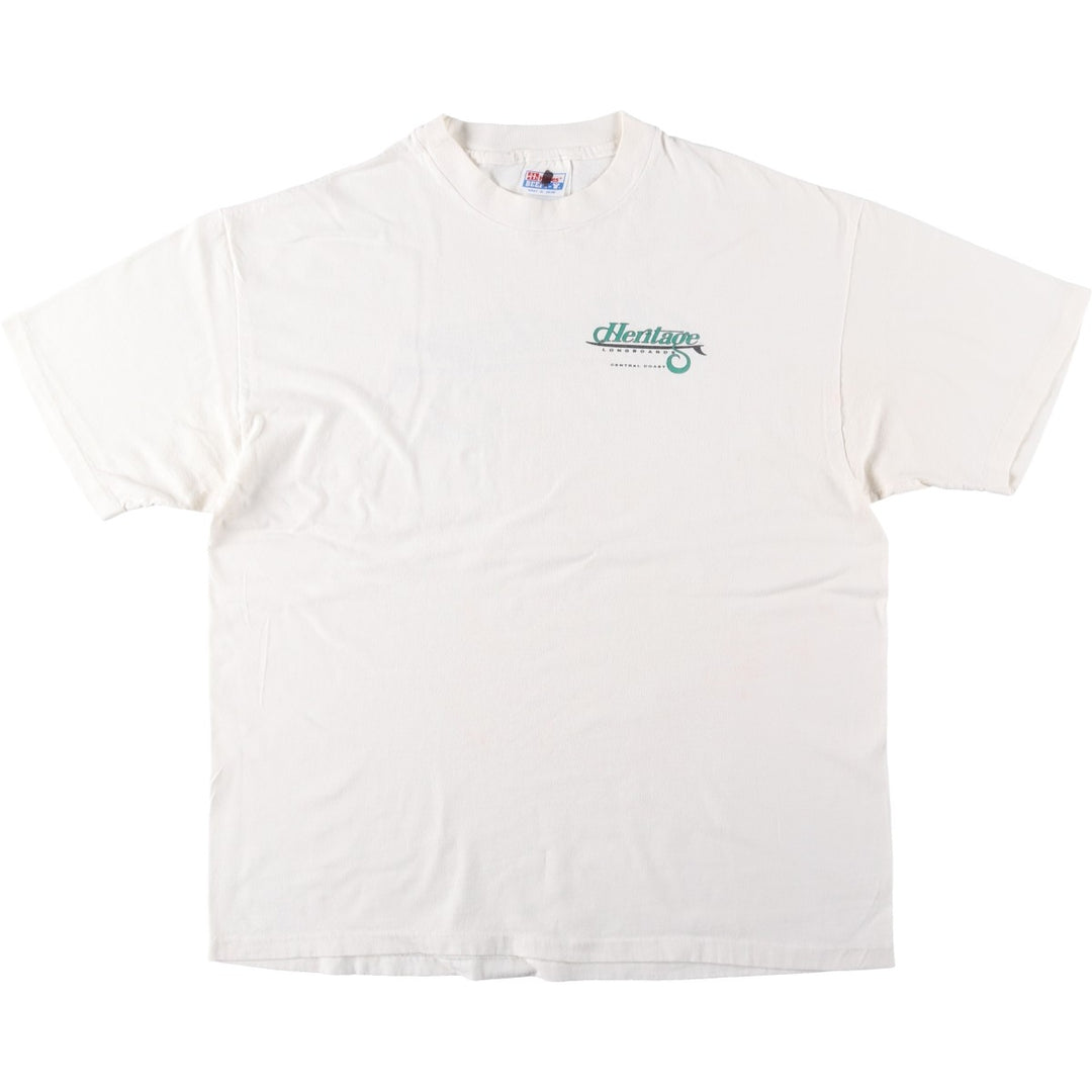 90'S Hanes BEEFY-T Heritage Longboards by Rick Adams Logo T-Shirt, Made in USA, Men's XL equivalent, Vintage cotton unbleached Vintage Second Hand