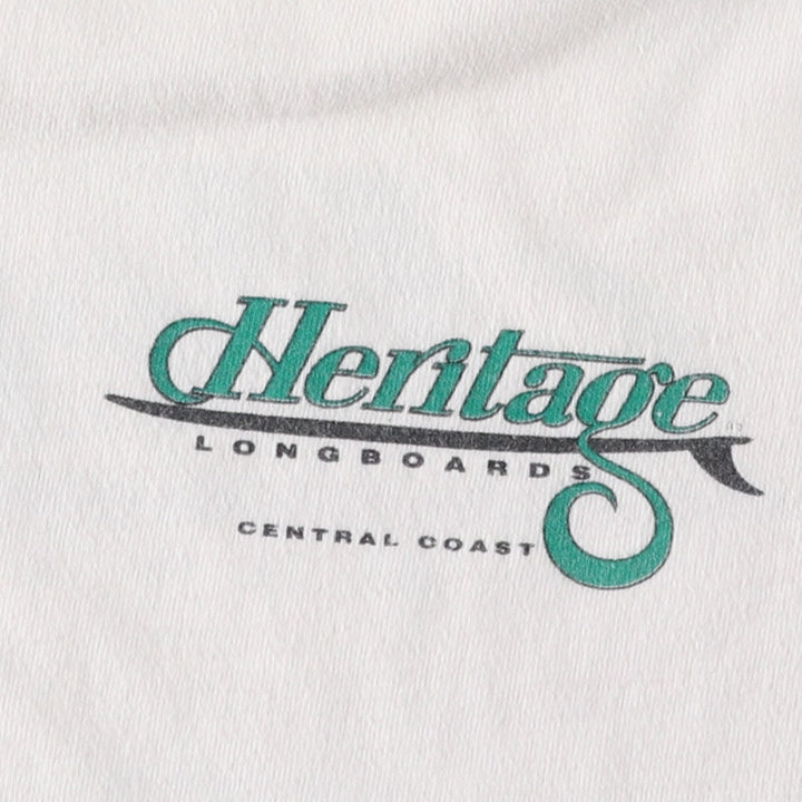 90'S Hanes BEEFY-T Heritage Longboards by Rick Adams Logo T-Shirt, Made in USA, Men's XL equivalent, Vintage cotton unbleached Vintage Second Hand