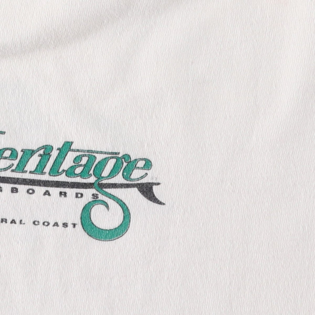 90'S Hanes BEEFY-T Heritage Longboards by Rick Adams Logo T-Shirt, Made in USA, Men's XL equivalent, Vintage cotton unbleached Vintage Second Hand