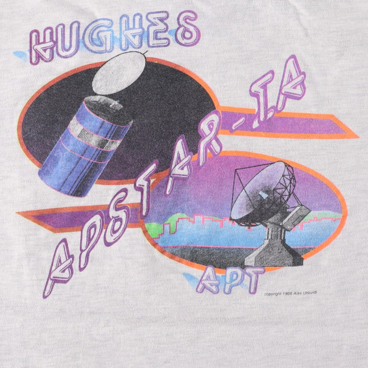90'S Hanes BEEFY-T Fuse Aircraft APSTAR-1A Advertising T-Shirt, Men's XL equivalent, Vintage cotton gray type Vintage Second Hand
