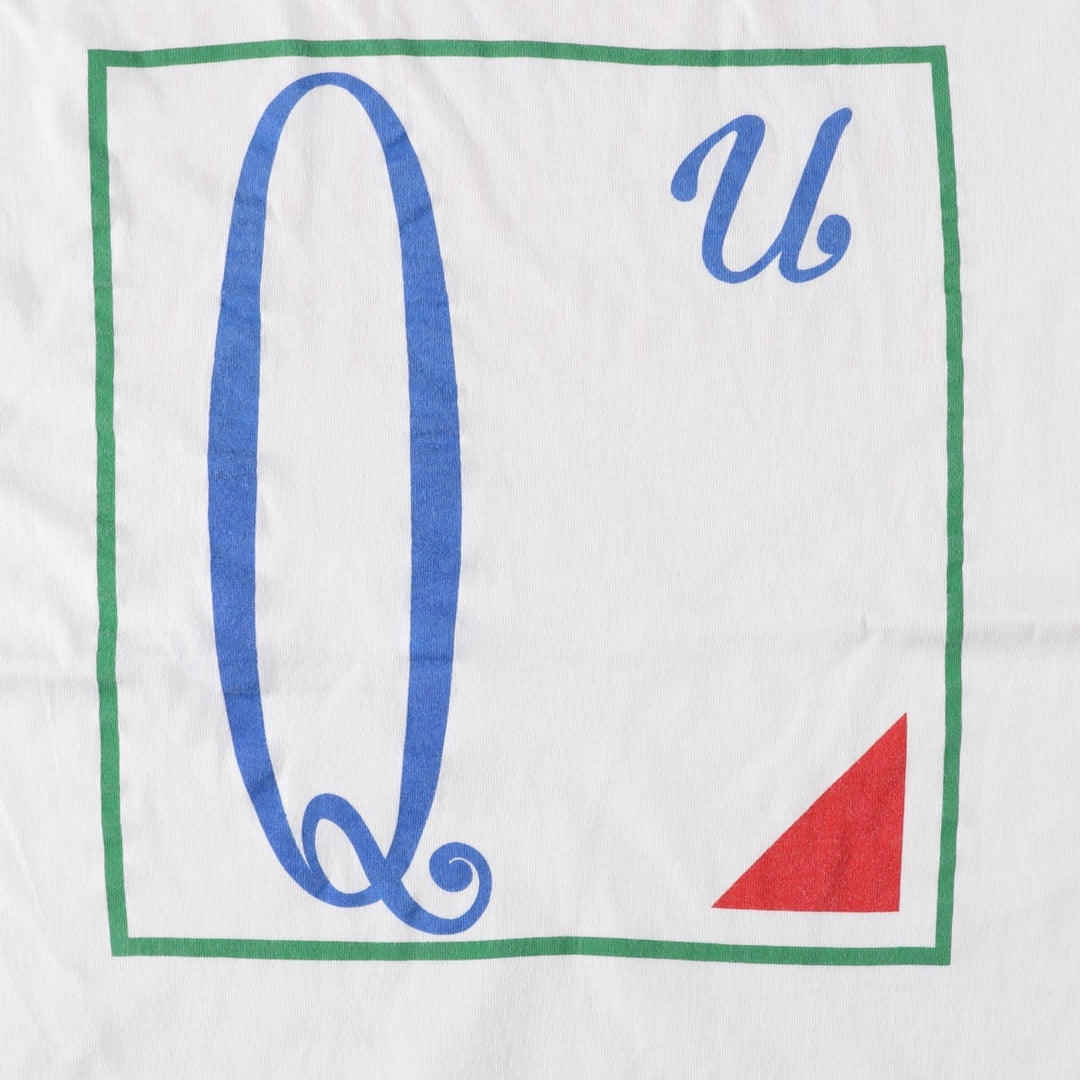 90'S Fruit of the Loom College T-shirt, Made in USA, Men's L size, Vintage cotton white type Vintage Second Hand