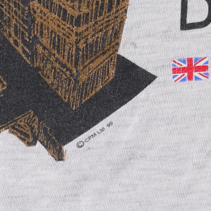 90'S Hanes HEAVY-T BIG BEN souvenir t-shirt, men's size XL equivalent, vintage. cotton gray type Vintage Second Hand