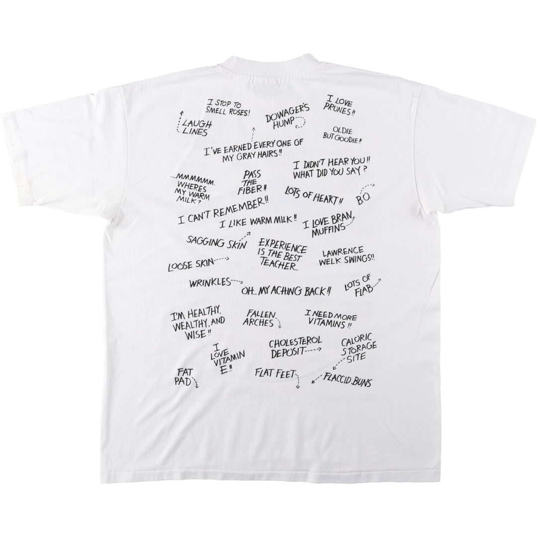 90'S Hanes Fifty-Fifty Blue Tag Printed T-Shirt Made in USA Men's XL Vintage cotton white type Vintage Second Hand