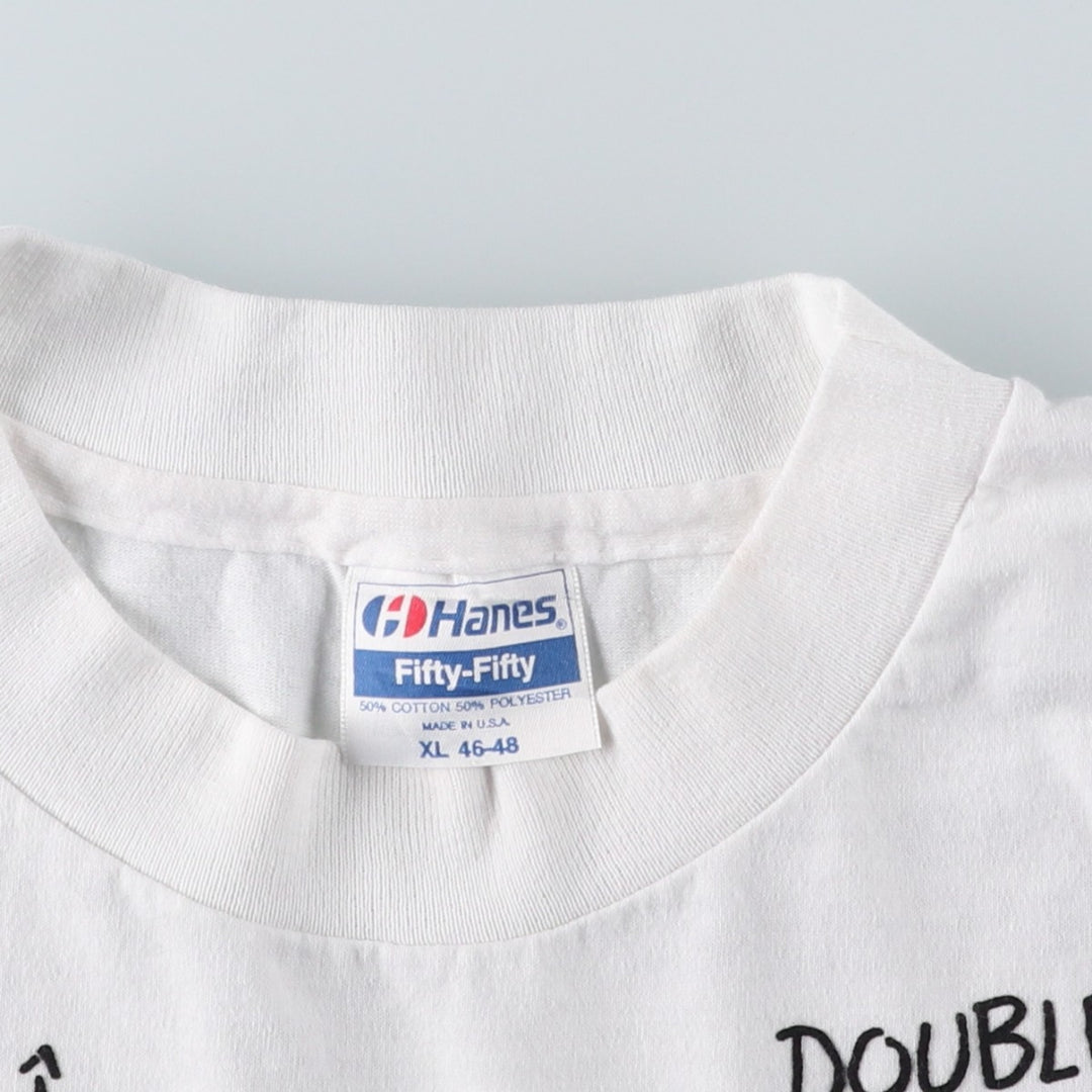 90'S Hanes Fifty-Fifty Blue Tag Printed T-Shirt Made in USA Men's XL Vintage cotton white type Vintage Second Hand