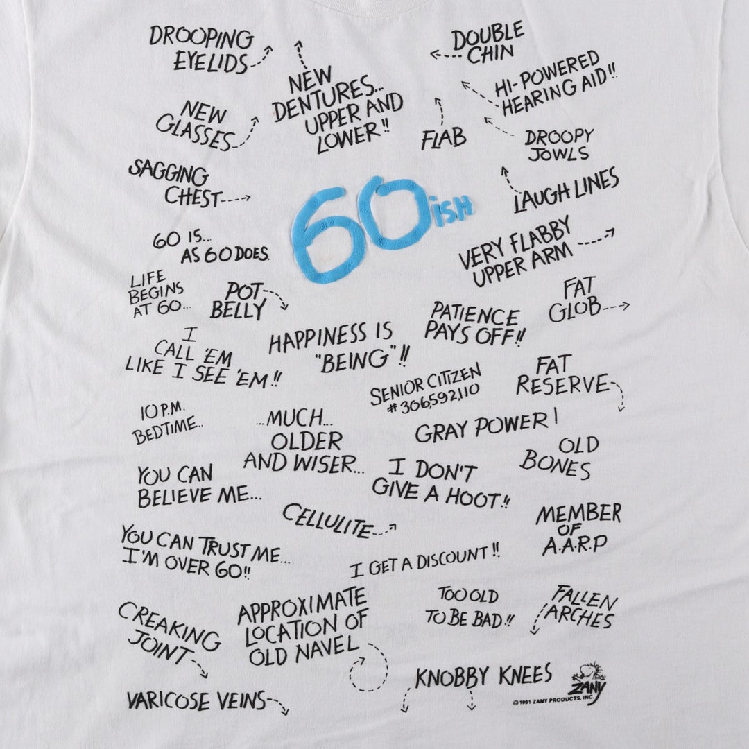 90'S Hanes Fifty-Fifty Blue Tag Printed T-Shirt Made in USA Men's XL Vintage cotton white type Vintage Second Hand