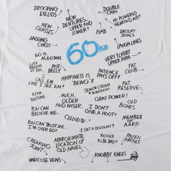 90'S Hanes Fifty-Fifty Blue Tag Printed T-Shirt Made in USA Men's XL Vintage cotton white type Vintage Second Hand
