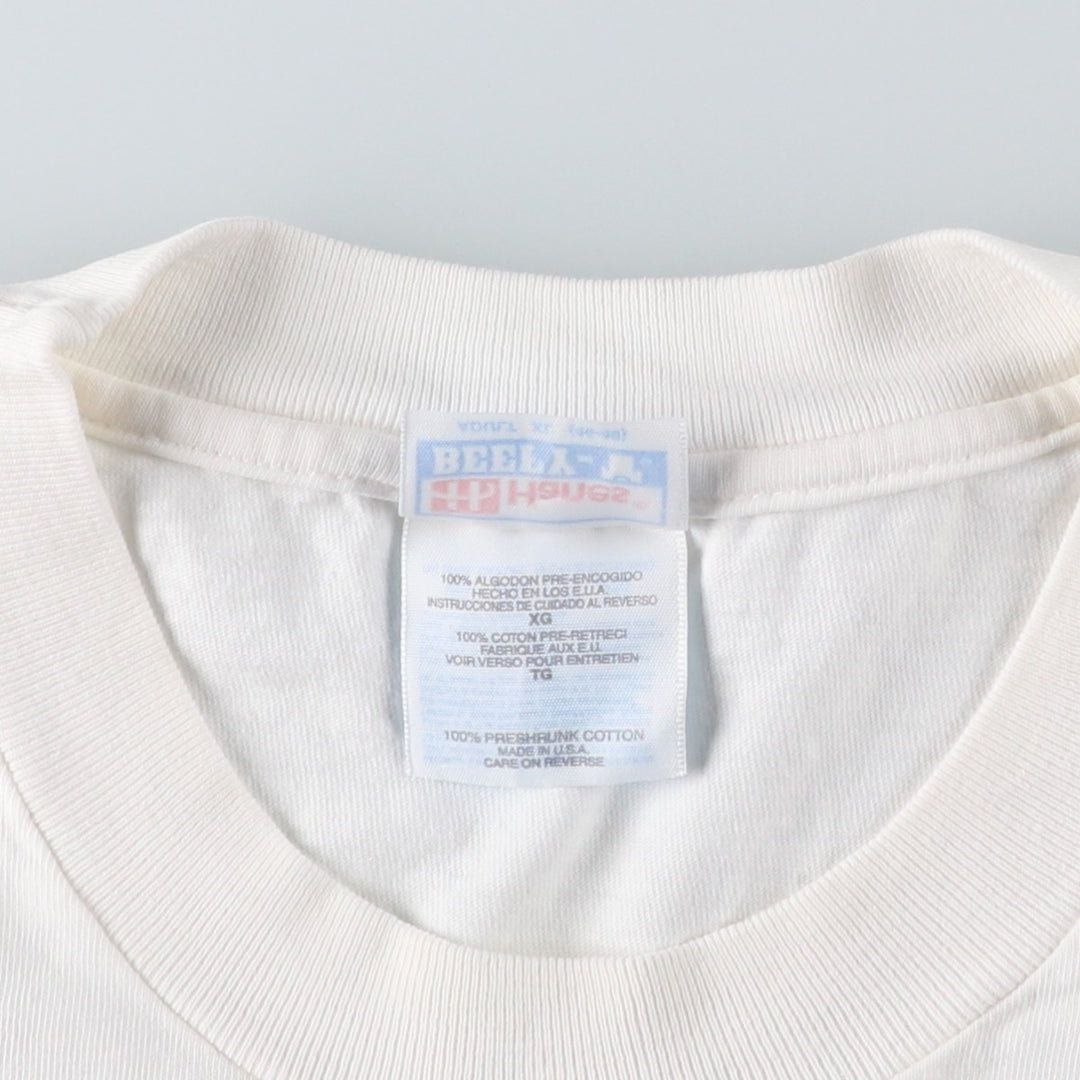90'S Hanes BEEFY-T Printed T-shirt Made in USA Men's XL Vintage cotton white type Vintage Second Hand
