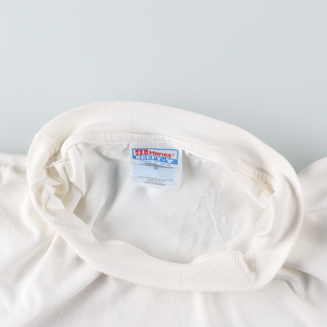 90'S Hanes BEEFY-T Printed T-shirt Made in USA Men's XL Vintage cotton white type Vintage Second Hand