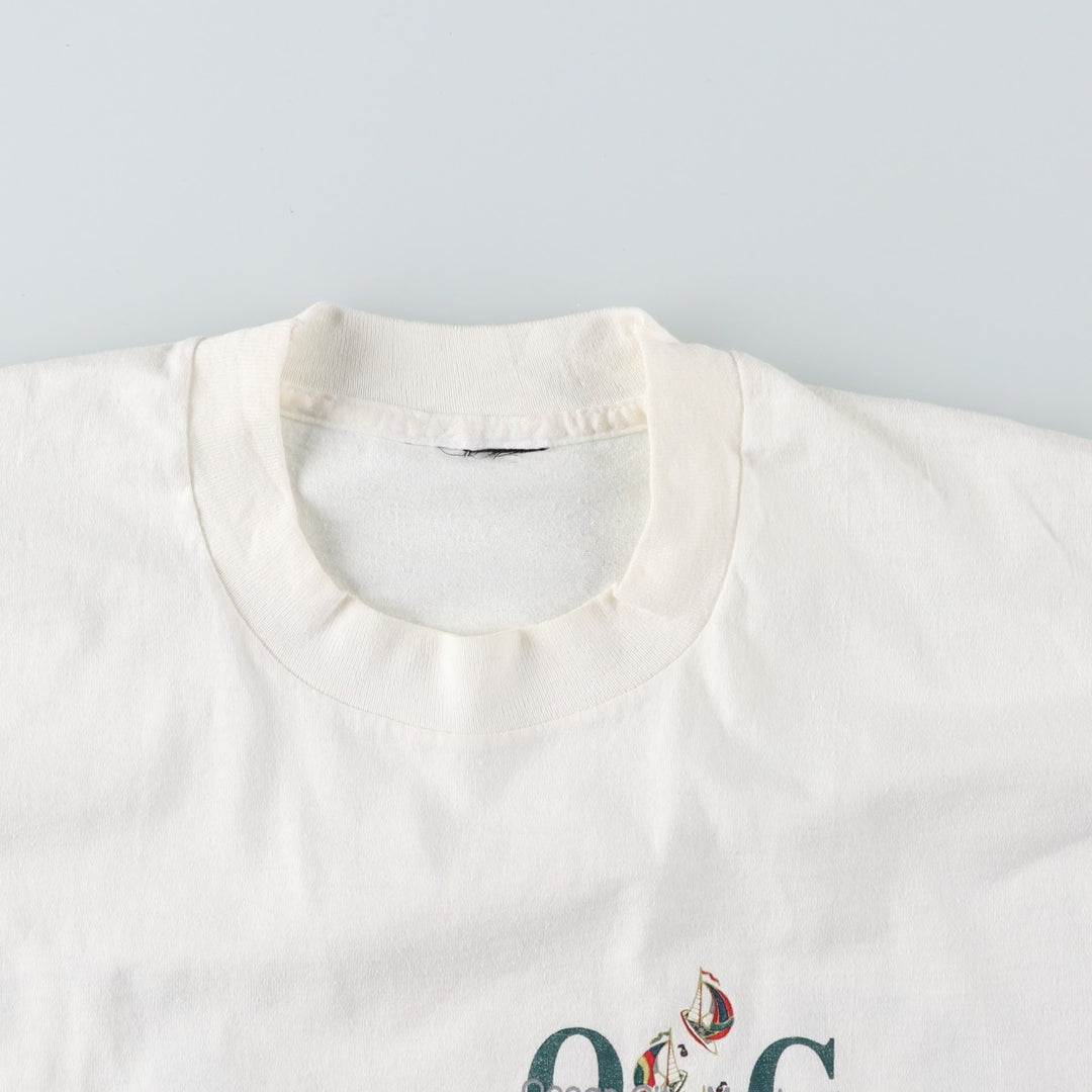 ~90'S Ocean City Souvenir T-shirt, Men's Size M (approx.), Vintage unclear white type Vintage Second Hand