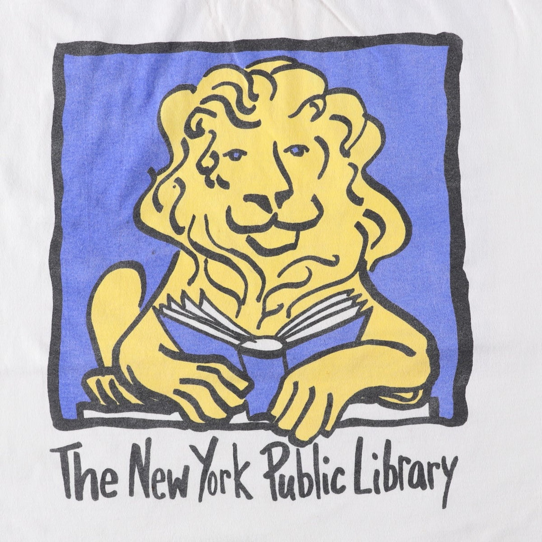 2000'S Fruit of the Loom THE NEW YORK PUBLIC LIBRARY New York Public Library Print T-Shirt (Men's Size M) cotton white type Vintage Second Hand