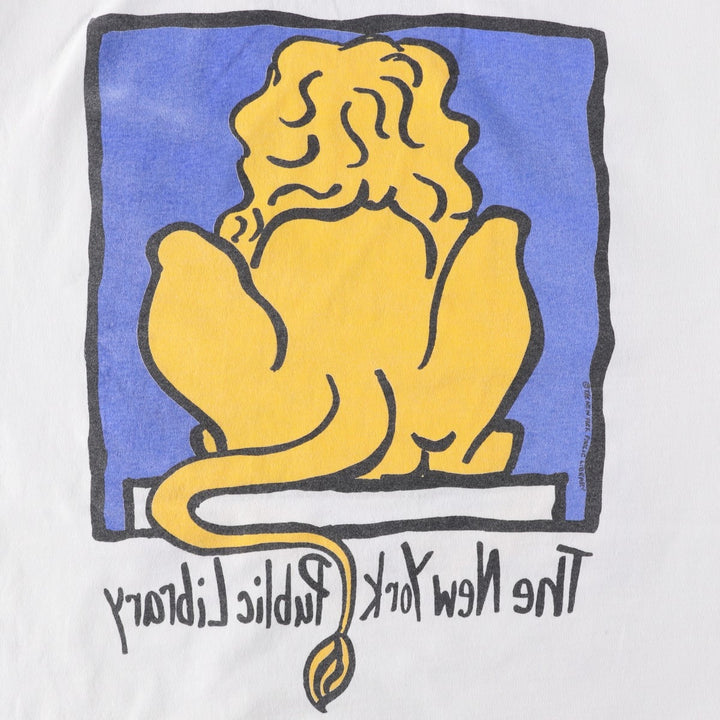 2000'S Fruit of the Loom THE NEW YORK PUBLIC LIBRARY New York Public Library Print T-Shirt (Men's Size M) cotton white type Vintage Second Hand
